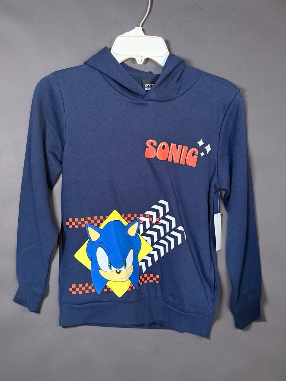 NWT Sonic the Hedgehog Navy Blue Graphic Hoodie Kids Size 8